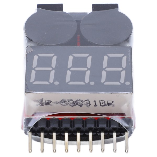 10 stk Lipo Batteri Spenningstester Digital Display 1‑8S Lav Volt Buzzer Alarmsett