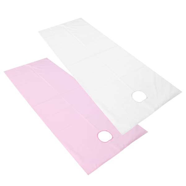 2 stk engangs laken pustende vanntett polyester massasjebenk trekk for skjønnhetssalong (hvit rosa)