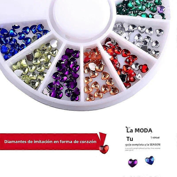 Engångs 3D Akryl Hjärta Nagelkonst Dekoration Set Smycken Ornament för Nagelkonst