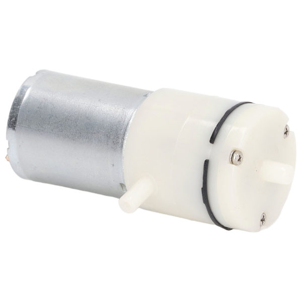 Mikrolufttrykkpumpe DC-membranvakuumpumpe med 90 graders vinkel luftporter Hvit 12V