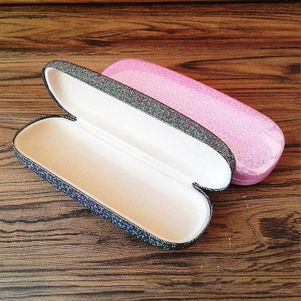 Silmälasikotelo Glitter Paineenkestävä Suuri Tilavuus Pudotuksenkestävä Kannettava Likinäköisten Kaukonäköisten Lasien Säilytyslaatikko Päivittäistarvike Valkoinen