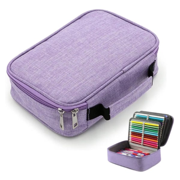 Large Pencil Case Purple 72 Slots Large Capacity Waterproof Portable Handle Pencil Bag for Students School Office