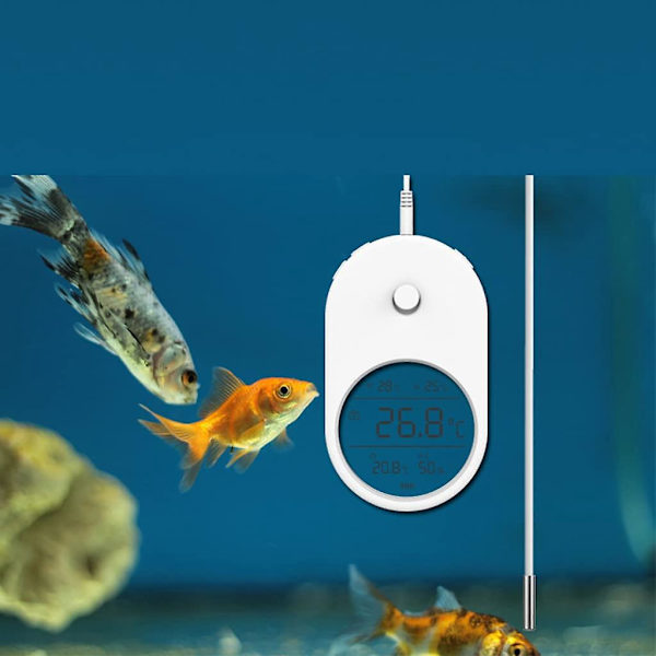 Digitalt akvarievanntermometer og hygrometer - Nøyaktig LCD-skjerm for måling av fisketanktemperatur