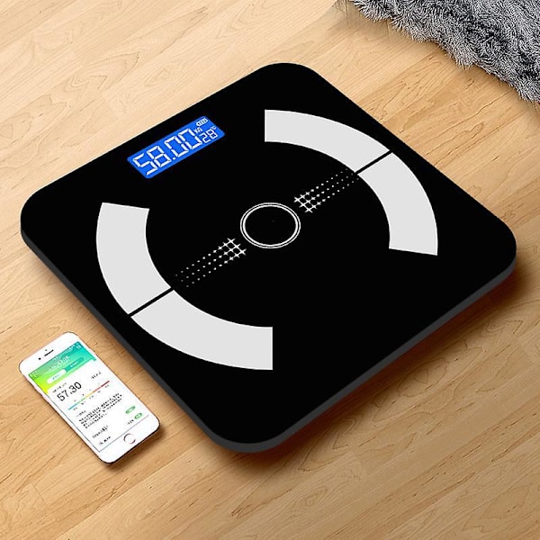 Intelligent Digital Toilet Kropsvægt Sort USB-opladning 26*26cm