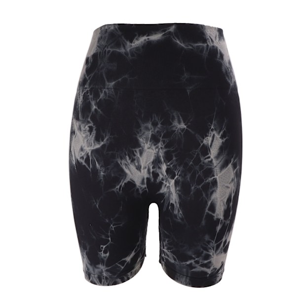 Tie Dye Yoga Shorts Hög midja Sömlös Svart Snabbtorkande Mjuka Biker Shorts för Kvinnor M