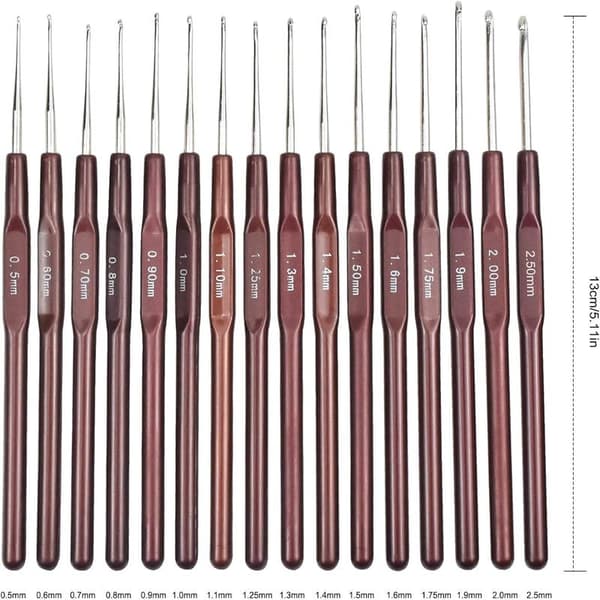 (0,5-2,5 mm) Strikkehæklenåle 16 stk Strikkepinde Hæklenåle Glatte Lette Aluminium M