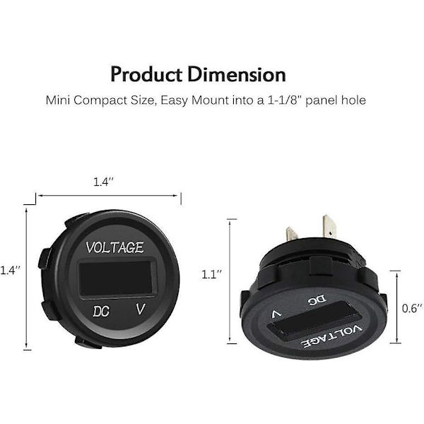 12-24V DC Voltmeter LED Digital Display Vattentät för Båt Motorcykel Lastbil Marin (Blå)