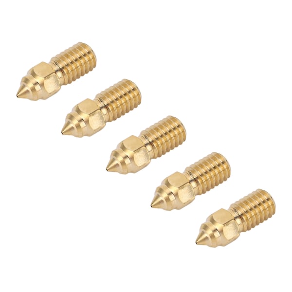 5 stk 3D-skriver ekstruderdyse messing M6 høyhastighets skriverdyse for End 5 S1 End 7 1,75 mm 0,4 mm / 0,02 tommer