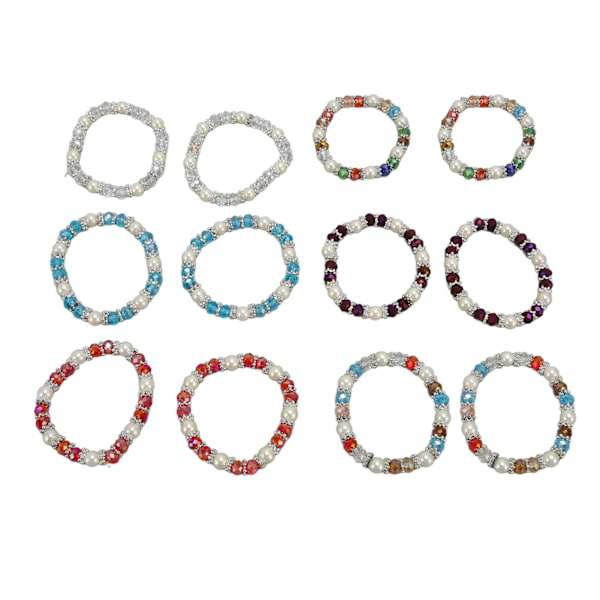 12 st 8 mm pärlsträckt armband Fashionabla färgstarka färgglada armband för semesterdatum