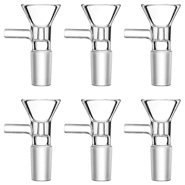 6 Stycken Glas Tratt 14 mm Hane Glas Tratt Adapter Handgjord Klar Skålhållare Transparent Glas Tratt Skålhållare