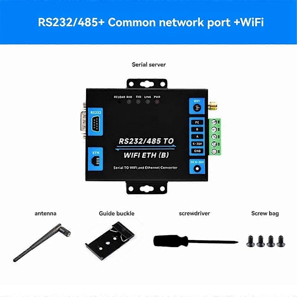 Seriel Server RS232/485 til WiFi Almindelig Netværksport B33