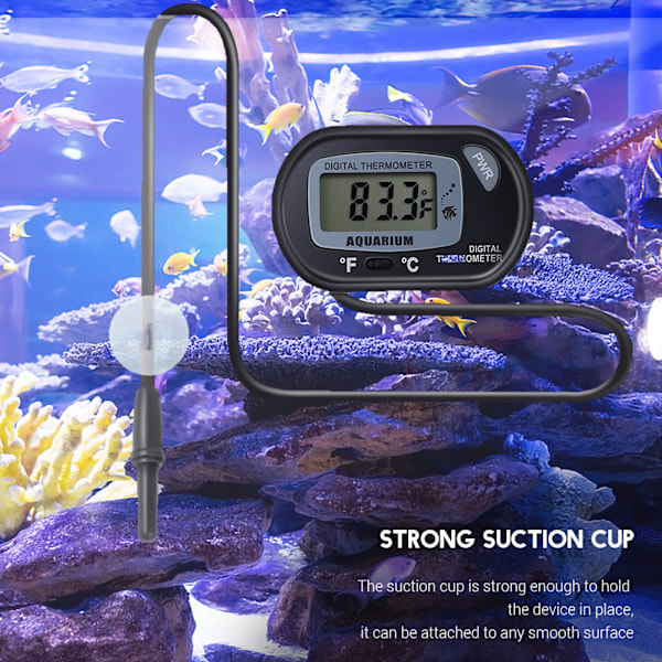 LCD Digital Akvarietermometer med sugekopp Fiskebeholder Vann Terrarium Temperatur for fisk og reptiler