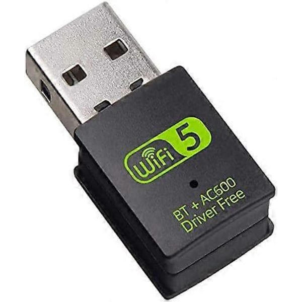 WiFi Dongle, USB WiFi Bluetooth Adapter 600Mbps Dual Band 2.4/5GHz Mini Trådløs Nettverksadapter WiFi Mottaker for PC/Laptop Stasjonær Win10/8/8.1/7