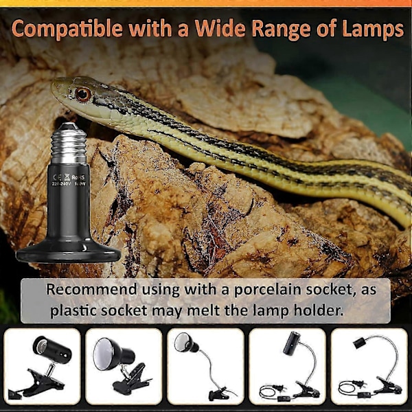 100W Terrarium Reptil Varme Pære, Keramisk Varmelegeme, Intet Lys E27 Sort Keramisk Varmelampe Kæledyr Keramisk Varmepære, 2 Pak_SZXM