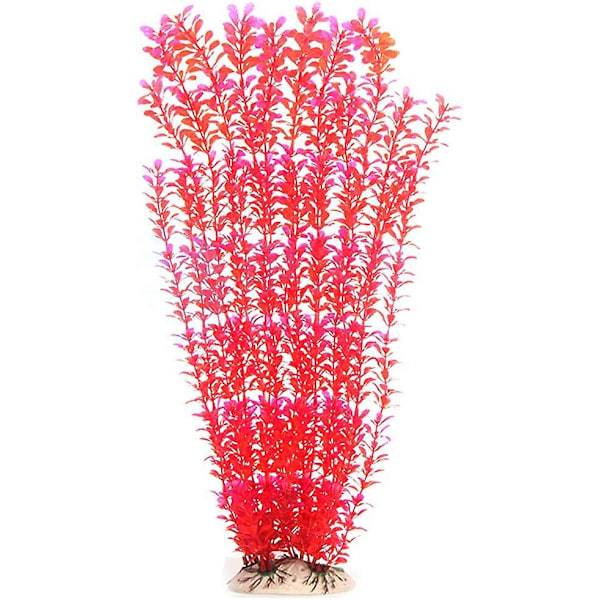 Stort Akvarium Kunstige Plastplanter Akvarieplanter Plantedekorasjoner All Fiskesikkerhet 50 cm Høy (Rød)
