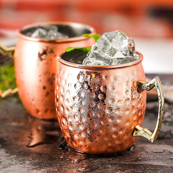 Kobber Moscow Mule Mug Sett - 2 Pakk (18 Oz.) - Rustfritt Stålforing med Håndleddstøtte