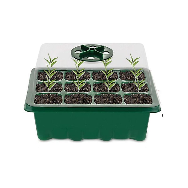 Mini Drivhus til Planter, 10 Stykker 120 Celler Indendørs Frøbakke Planteskole Vækstboks med Holdbart Låg og Ventilation, Grøn