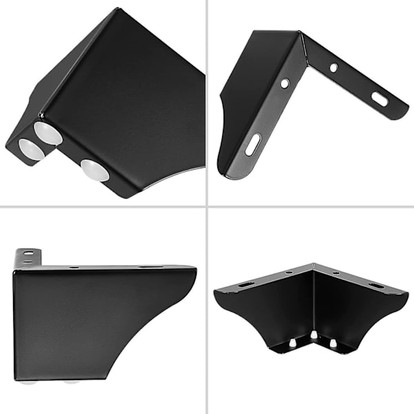 7,5 cm metalliska soffben - Set om 4, moderna solida möbelfötter för soffa, garderob, skåp, bord (svart)