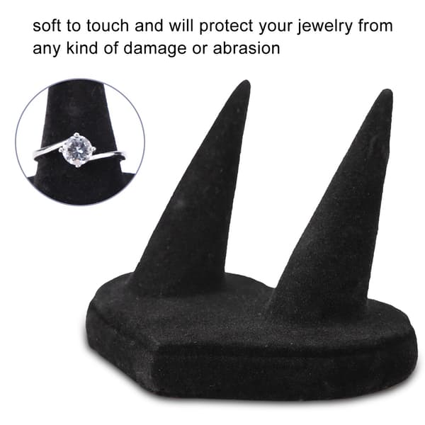 Svart Sammet Finger Display Ringhållare Showcase Stativ Smycken Ringar Organizer (2 Fingrar)
