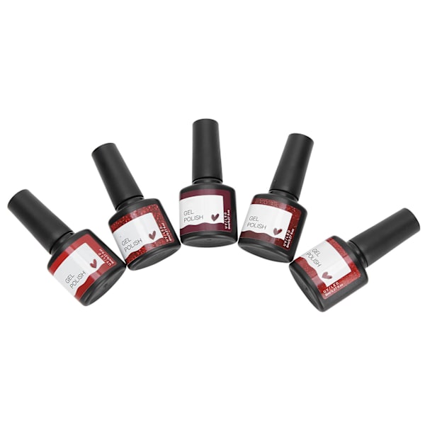 Red Series Nail Art UV-geelilakka Shiny Soak Off Gel Polish Set manikyyrityökalu 5kpl x 8ml