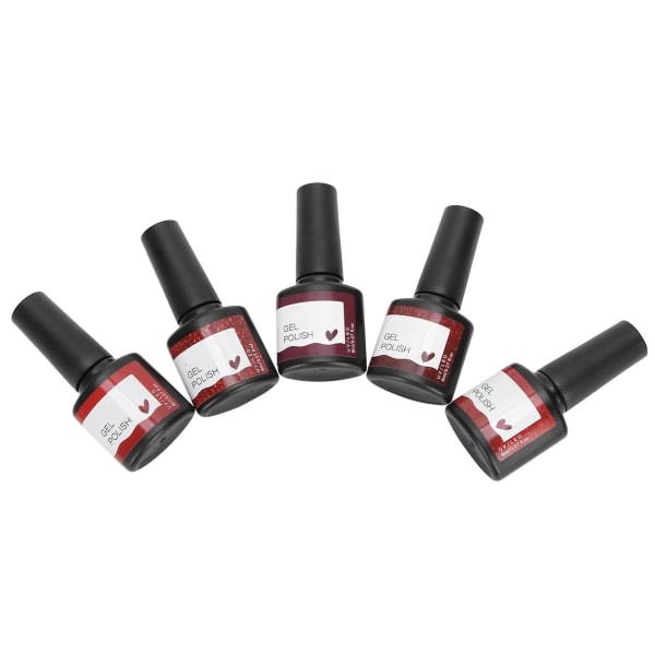 Red Series Nail Art UV Gel Polish Shiny Soak Off Gel Polish Set Manikyrverktyg 5st x 8ml