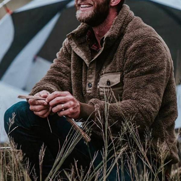 Blød Teddybjørn Fleece Trøje til Mænd i Kaffe Farve