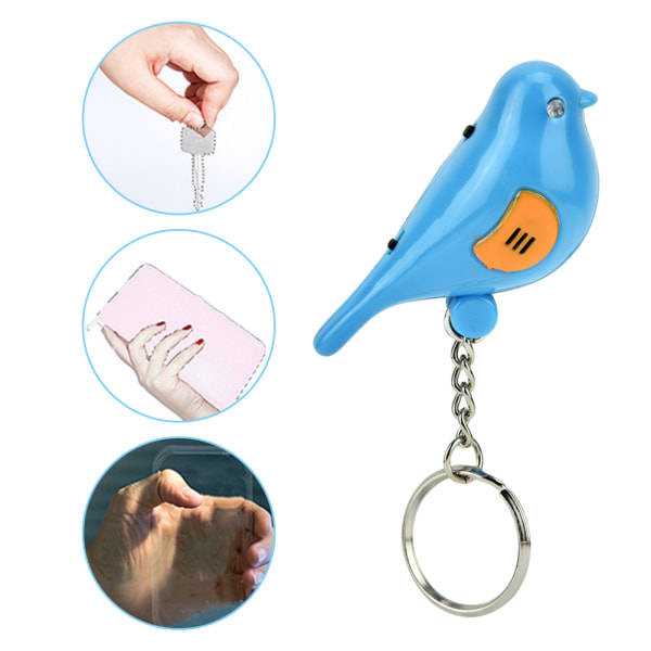 Bird LED Whistle Key Finder Intelligent stemmekontroll nøkkelring med batteri blått Blue