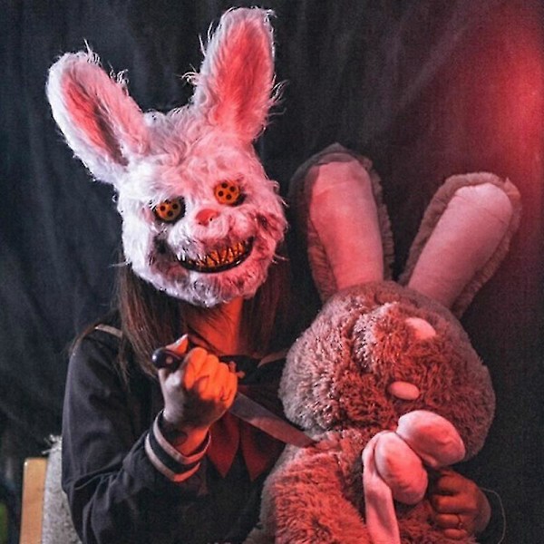 Halloweenfest Skrämmande Huvudskydd Kanin Cosplay Mask Halloween Karneval Kostym Huvudbonad Rekvisita Handgjord Dans Maskerad Skräck Zekai H04