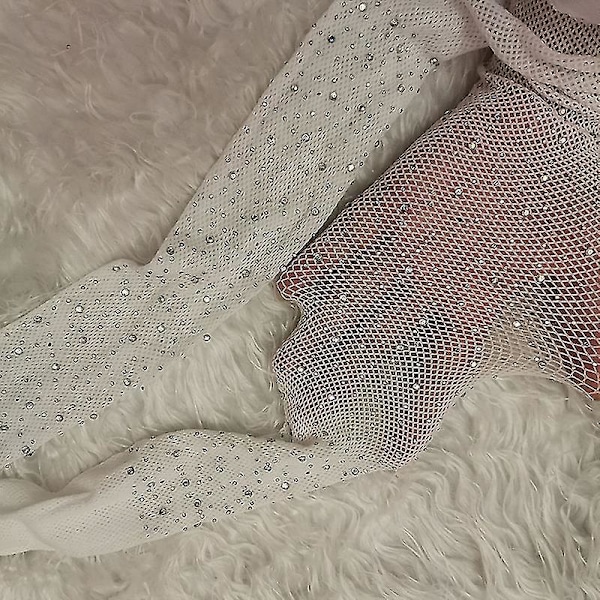 Skinnende Rhinestone Fishnet Strømpebukser til Kvinder - Perfekt til Fester og Diskoteker Sort