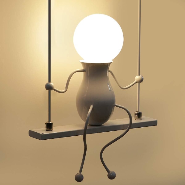 Creative Humanoid svart LED-vegglampe - Moderne Art Deco-lampe for barnerom, soverom, trapp - Maks 60W E27-pære