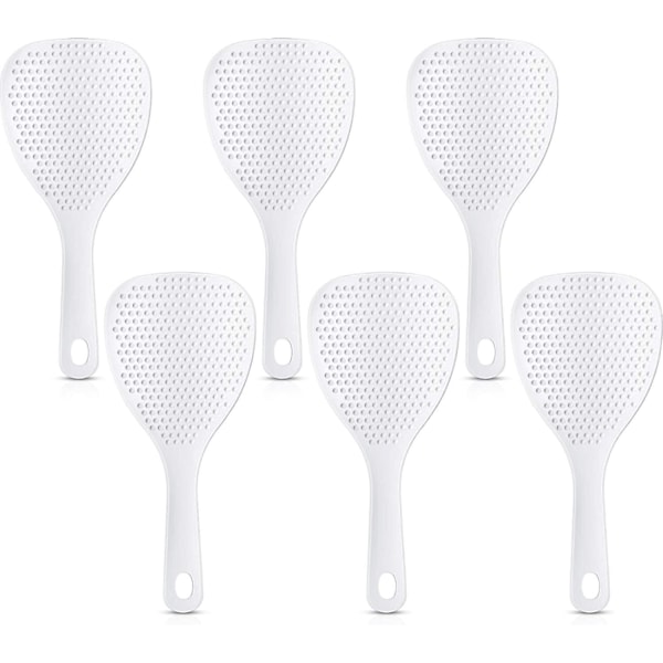 6 stycken ris-sked paddel i plast non-stick vit japansk ris-sked spatel, 19 cm