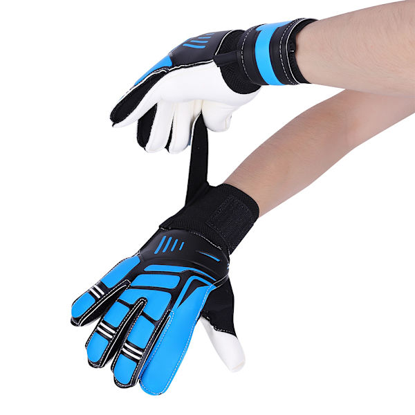 Et par specielle fortykkede latex blå voksne skridsikre fodboldmålmandshandsker til træning (blå #9)