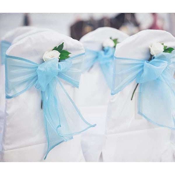 25 kpl Organza-tuolirusetteja häihin, juhliin, koristeluun, tuolirusetteja, nauhoja, tuolinpäällisiä, tapahtumatarvikkeita - Turkoosi