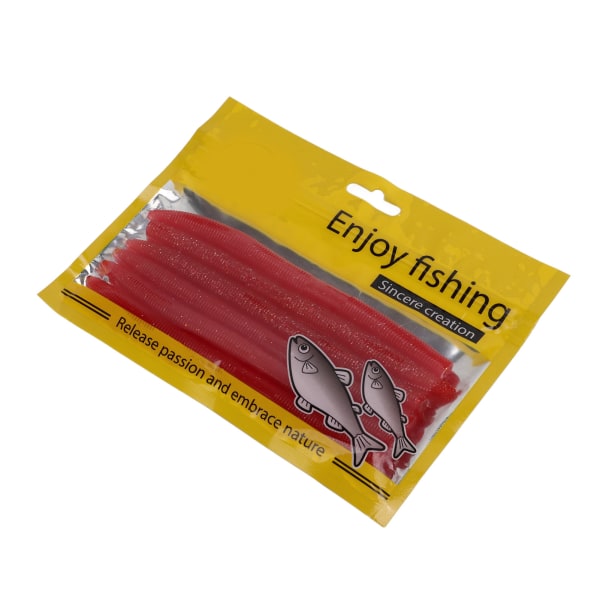 6 stk/sett Noodle Worm fiske agn, bitresistent PVC myk maggot meitemark kunstig agn mørkerød