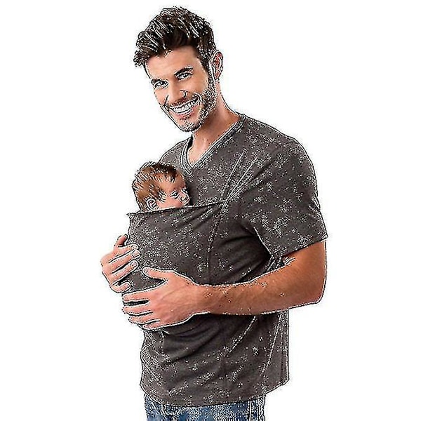 Kangaroo Baby Carrier Vest Shirt for Mom and Dad with Large Pocket XL grey men