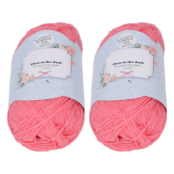 2 st Luminous Stickgarn 930 Yards Luminous Design Levande Färg Röd Akrylgarn för Kläder Halsduk Sockor