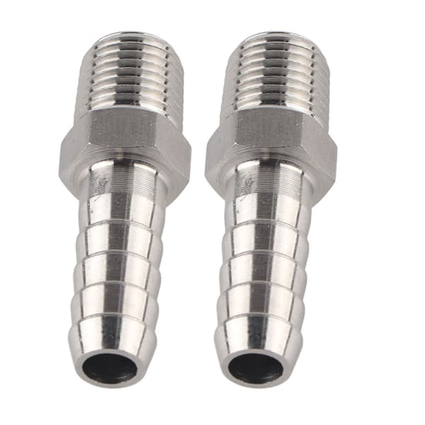 2 STK 1/4in Rustfrit Stål BSPT Han Gevind Konnektor Barb Samling Hurtigkobling Konnektor Rørfitting (BSPT1/4-10mm)