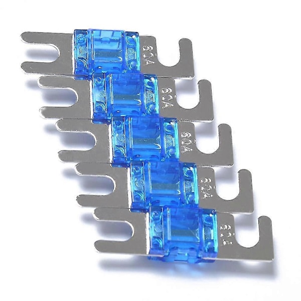 5 stk./pakke 30a / 40a / 60a / 80a / 100a Nikkelbelagte Mini Anl Sikringer Zekai Blå60A