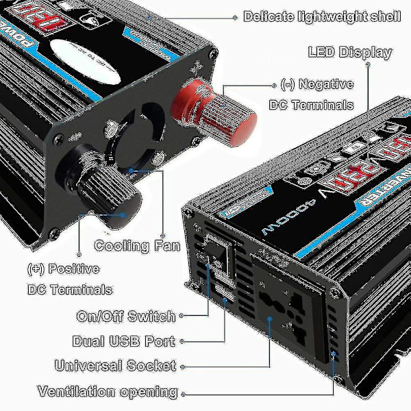12V 220V Ren Sinus Inverter 4000W Ren Sinusbølge Inverter Transformator med Fjernkontroll & Dobbel-B7