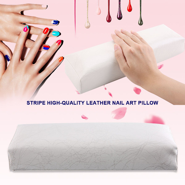 Stripe högkvalitativt läder Nail Art Kudde Manikyr Mjuk svamp Handstöd Kuddhållare 03#