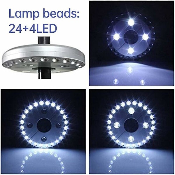 Umbrella Lights, Patio-varjon valo johdoton LED-varjon valo 3-tasoinen himmennys Johdoton LED-varjolamppu 28 superkirkkaalla LEDillä retkeilyyn