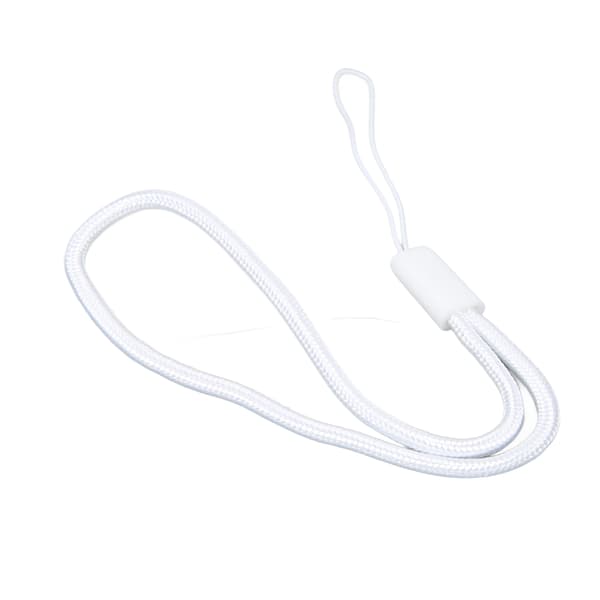 Praktisk nylonflätad mobiltelefonrem - 3,0 mm rund, vit, 18 cm