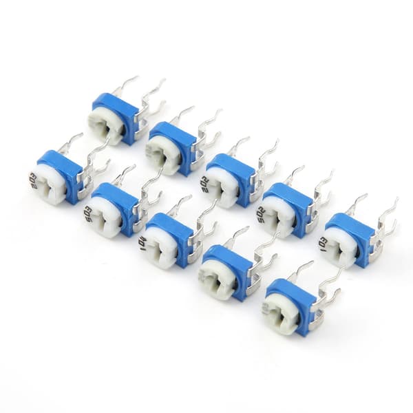 100 stk. variabel modstandstrimmer potentiometer pot elektronisk komponent RM065 blå + hvid