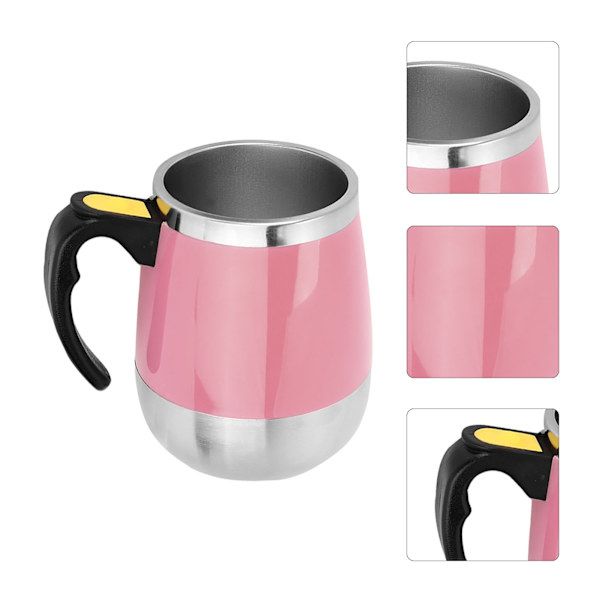 Elektrisk kaffemugg med omrörning, självomrörande magnetisk mugg (rosa)