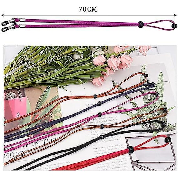Justerbar glasögonband för män - 6-pack, universella glasögonband, 70 cm långa