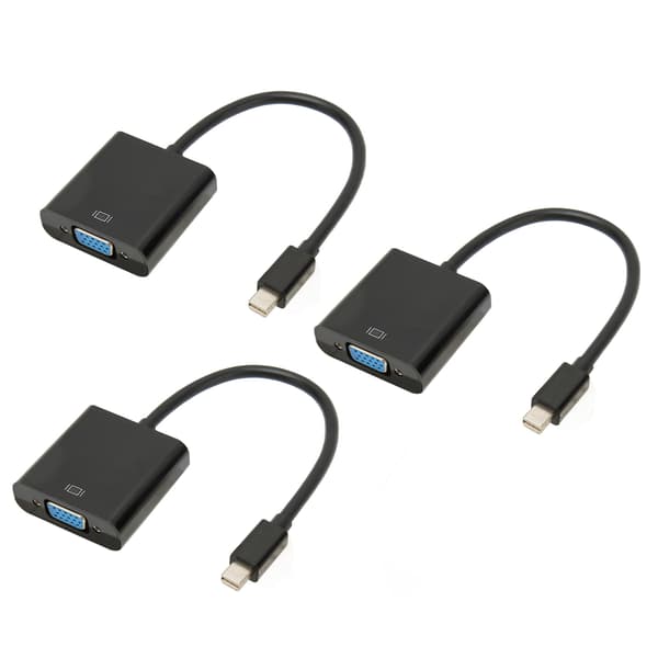 3 stk Mini DP til VGA-adapter 1900x1200 60Hz Stabil overføring Plug and Play Mini DisplayPort til VGA-adapter for PC