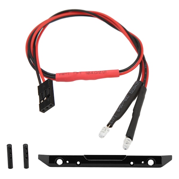 Aluminiumlegering bakre stötfångare med LED-ljus RC bil uppgraderingsdelar för Axial SCX24 AXI00001 1/24 fjärrkontroll bil svart
