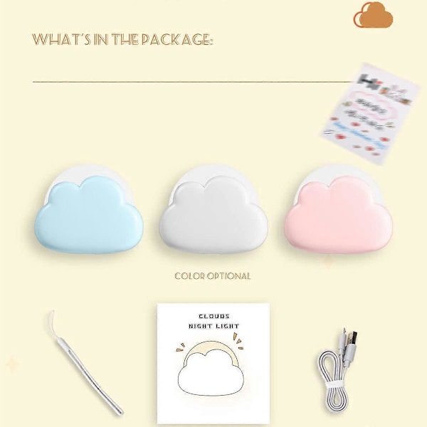 Baby Pige Sky Natlampe Soveværelse, Sød Børne Natlampe Sengelampe, Bærbar Genopladelig USB Kid LED Batteri Natlampe Gul og Hvid Belysning, Ro