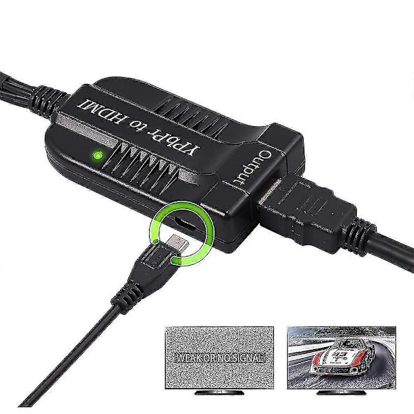 Komponent till HDMI-omvandlare Stöd 1080P Hane YPBPR till HDMI-adapter R/L till HDMI 5RCA till HDMI
