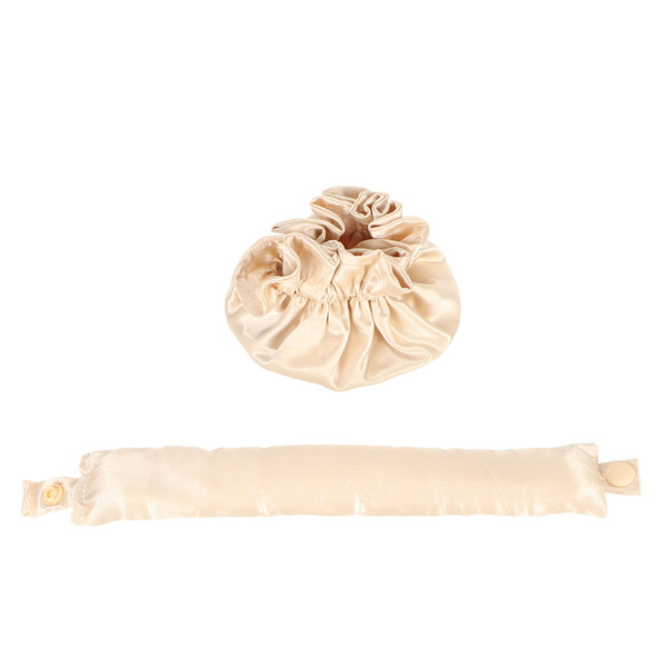 Heatless Bolle Hair Styling Kit Bærbar Blød Satin Heatless Curler til at sove langt hår Beige